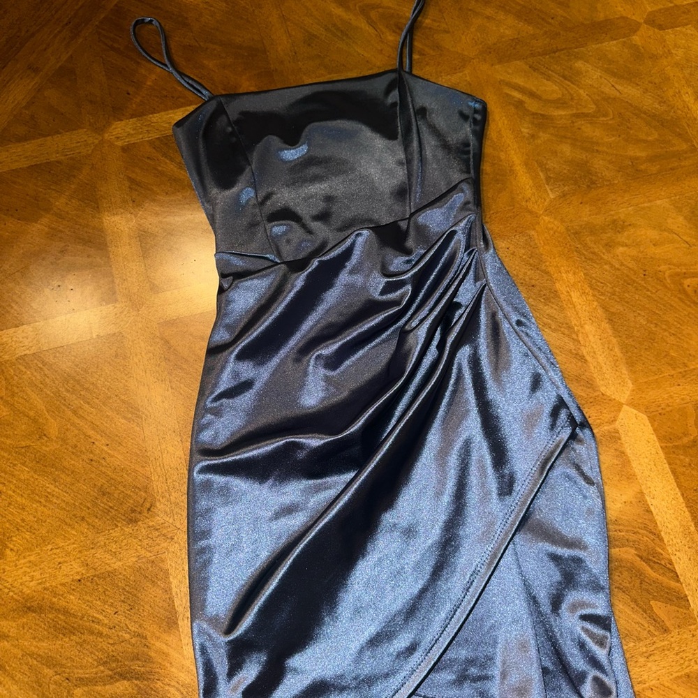 Windsor Elegant Navy Blue Satin Dress